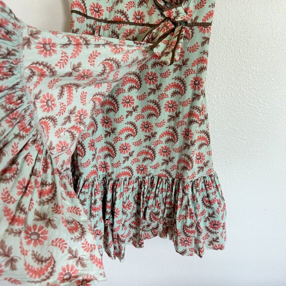 Machka Dress 38 US 8 Floral Babydoll Midi Spaghetti Strap Ruffle Hem Boho - Picture 4 of 12